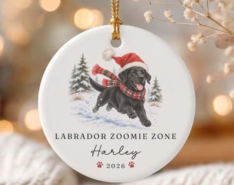 Adorno navideño de Labrador negro, adorno personalizado de Labrador, regalo para mamás de Labrador negro, regalo para amantes de los Labradores Retriever, regalo para mamás perrunas