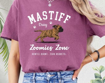 Camiseta personalizada de mastín inglés, camiseta de mastín atigrado, regalo para mamás de mastines, regalo para amantes de los mastines, camiseta para perros de raza gigante
