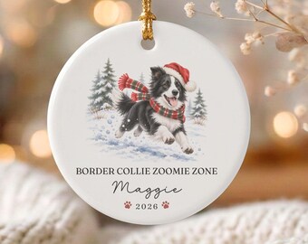 Adorno navideño personalizado de Border Collie, adorno personalizado de Border Collie, regalo para mamás de Border Collie, regalo para amantes de los perros, recuerdo de mascota