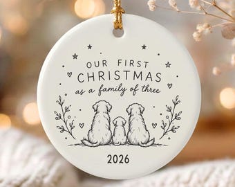 Adorno navideño para el primer bebé, Nuestra primera Navidad como familia de tres, Regalo de Navidad para recién nacido, Recuerdo familiar personalizado