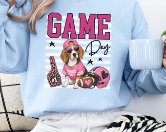 Beagle Game Day Sweatshirt, Beagle Football Sweatshirt, Beagle Mama Crewneck, Dog Mom Football Shirt, Tailgate Gift
