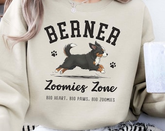 Bernese Mountain Dog Sweatshirt, Berner Zoomies Crewneck, Gift for Bernese Dog Mom, Cute Dog Lover Gift