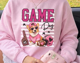 Corgi Football Sweatshirt, Corgi Game Day Sweatshirt, Corgi Mom Sweatshirt, Football Dog Mom Gift, Tailgate Sweatshirt