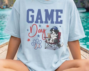 Border Collie Baseball Shirt, Game Day Dog Tee, Baseball Mama Shirt, Border Collie Mama Gift, Sports Dog Lover Tee