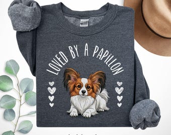 Sudadera con cuello redondo para Papillon, camiseta para perro, regalo para amantes de Papillon, ropa para perros pequeños, suéter acogedor, sudadera para dueños de mascotas