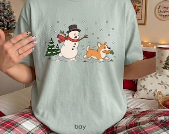 Camiseta navideña divertida de Corgi, Camiseta navideña de Corgi, Regalo para amantes de los Corgis, Camiseta navideña divertida para perros, Regalo para mamás de Corgis, Camiseta Comfort Colors