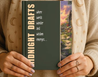 Hardcover Journal, Self Reflection Journal, Midnight Drafts Journal, Lined Notebook Gift, Aesthetic Writing Journal, Night Owl Gift