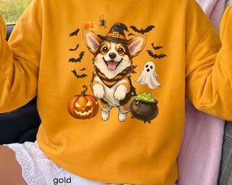 Halloween Corgi Sweatshirt, Dog Mom Halloween Crewneck, Spooky Dog Lover Shirt, Fall Corgi Pullover, Cute Dog Sweatshirt