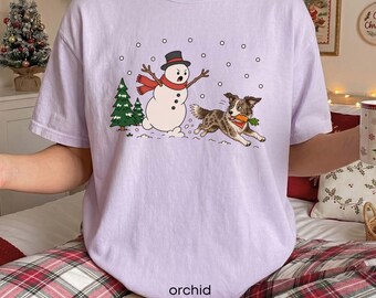 Camiseta navideña de Border Collie Merle Rojo, Regalo para mamás de Border Collie, Regalo para amantes del Border Collie Merle Rojo, Camiseta navideña divertida para perros
