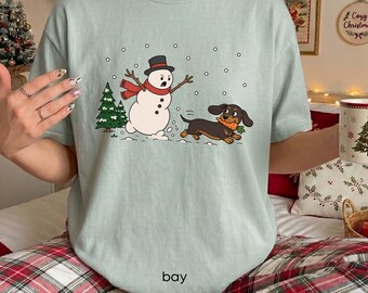Camiseta navideña divertida de perro salchicha, regalo para mamás de perros salchicha, camiseta navideña de perro salchicha, camiseta divertida de perro salchicha, regalo navideño para amantes de los perros