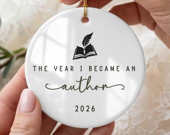 Personalized Author Ornament, New Author Gift, Published Author Keepsake, Writer Gift, First Book Milestone, Ceramic Ornament