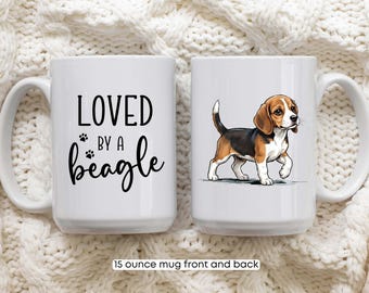 Beagle Mom Mug, Loved By A Beagle Mug, Cute Beagle Coffee Mug, Beagle Mama Gift, Dog Mom Mug, Beagle Grandma Gift
