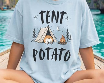 Corgi Camping Shirt, Tent Potato Tee, Funny Corgi Shirt, Camping Lover Gift, Corgi Mom Shirt, Cute Dog Camping Tee, Campfire Shirt