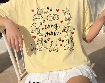 Corgi Mom Shirt, Corgi Shirt, Corgi Gift for Women, Cute Dog Mom Shirt, Pembroke Welsh Corgi Tee, Comfort Colors Shirt