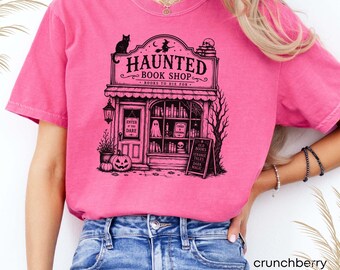Halloween Book Lover Shirt, Haunted Book Shop Shirt, Cozy Gothic Bookstore Tee, Dark Academia Shirt, Reader Gift, Librarian Gift, Fall Shirt