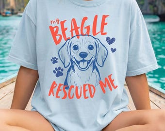 Beagle Shirt, My Beagle Rescued Me Shirt, Beagle Mama Gift, Beagle Dad Shirt, Beagle dog mom tee