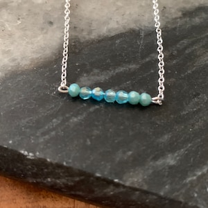 7 Bead Minimalist Aqua Necklace