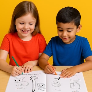 Libro de actividades en PDF para niños: aprende a trazar y colorear las letras del alfabeto árabe de forma divertida.