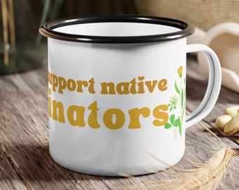 Native Pollinators Enamel Camp Mug, Wildflower Design