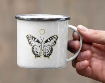 Schmetterling Emaille Camping Becher: Leichter Camp Cup aus Edelstahl