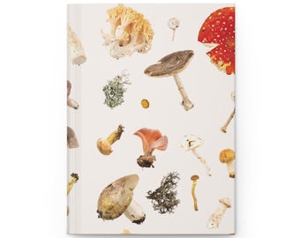 Pilz-Muster-gebundene Notizbuch | Mattes botanisches Notizbuch, Pilz Illustration