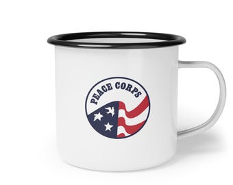 Vintage Peace Corps Logo Emaille Camp Tasse