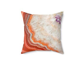 Orange Achat Scheibe Kissen | Geode Steinmuster-quadratisches Kissen