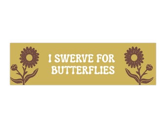 Ich weiche für Schmetterlinge aus Linolschnitt Daisy Design, Senfgelb & Braun