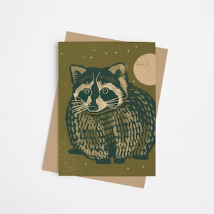 Cartes de voeux raton laveur (7 pcs), joli design d'artiste original, cadeau unique pour les amoureux de la nature avec enveloppes en papier artisanal