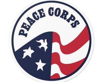 Peace Corps Vintage Logo 1970er Aufkleber | Runder Vinyl-Aufkleber