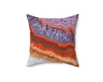 Orange Achat Stein Print-Kissen | Geode Muster Quadrat Kissen