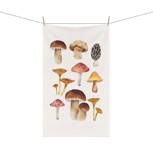 Mushroom Tea Towel mushroom Watercolor Towel Mushroom Design Nature Home Decor Mushroom Kitchen Towel Watercolor Mushrooms Towel Naturalist