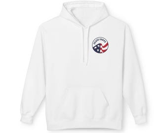 Retro Peace Corps Fleece Hoodie, 1970s Logo, Unisex Pullover