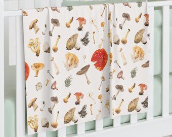 Mushroom Pattern Forest Fungi Baby Swaddle Blanket | Nature Nursery