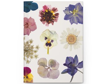 Gepresstes Blumenmuster Hardcover Journal | Florales Notizbuch, botanisches Design