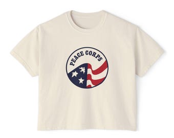 Peace Corps Boxy Tee, Pigment Dye, RPCV Old Logo