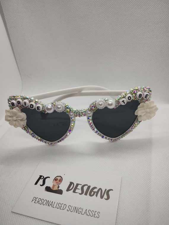 Bride to Be Diamond, Heart Shaped Sunglasses - Etsy display picture 1