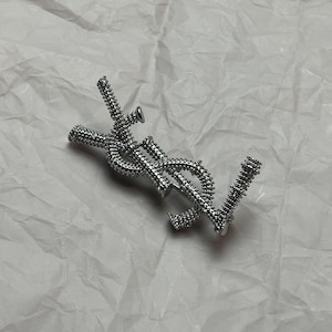 Vintage Excellent Silver Tone Yves Saint Laurent Brooch With Stones Good Gift
