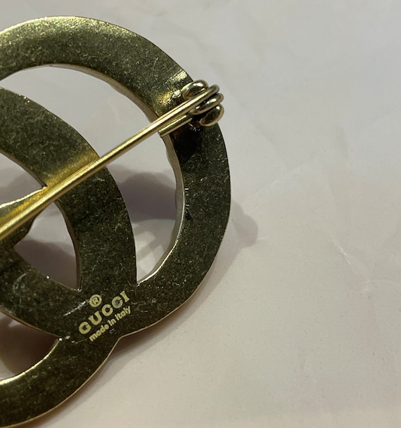 GUCCI GGロゴ ストーン付きブローチ Vintage Gucci Gold Brooch With Stones - Etsy
