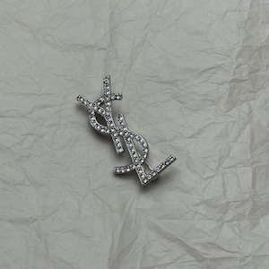Vintage Excellent Silver Tone Yves Saint Laurent Brooch With Stones Good Gift