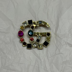 Vintage Gucci Gold Brooch With Stones
