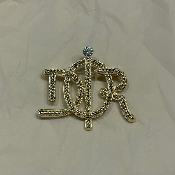 Vintage Dior Gold Brooch With Stones