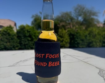 Funny Beer Koozie: "Lost Focus Found Beer" Slap Wrap Can Cooler