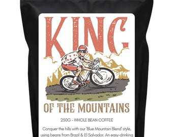 King of the Mountains: Cycling Coffee Blend, Yellow Jersey coffee cycling gifts, tour de France fan,