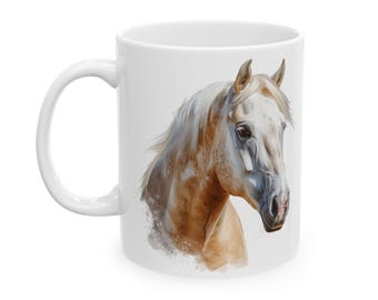Palomino Horse Head Mug, Equestrian Gift, Western Coffee Cup, Horse Lover Tea Mug, Animal Lover Kitchen Decor, Horseback Riding Gift