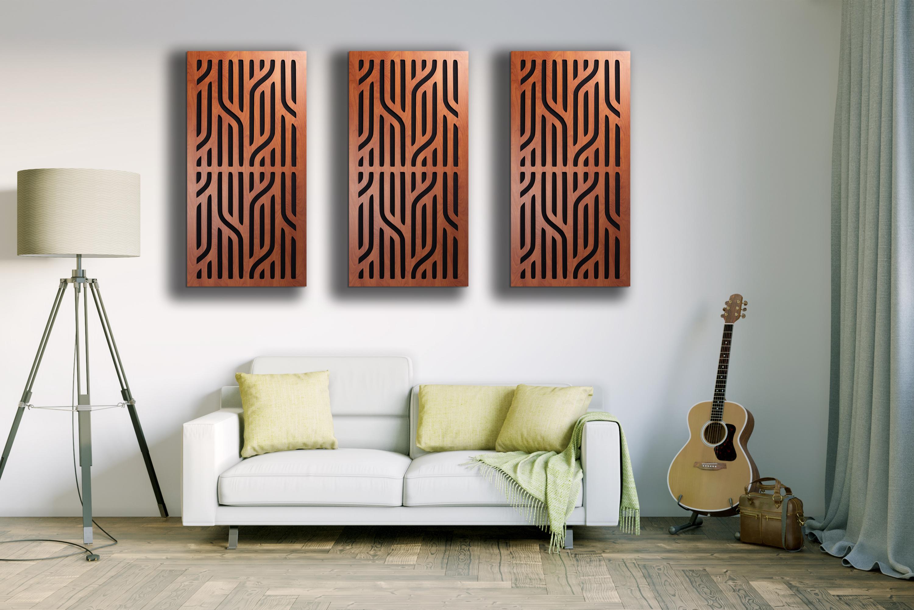 Acoustic Diffuser Wood Panel - Singel - 23”x45.5”x3.5"– Sound Absorbing ...