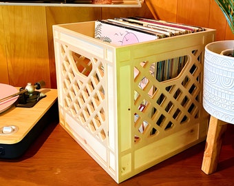Caisse à lait en bois // caisse pour disques vinyles LP // vintage // caisse de rangement // organiseur empilable // Ikea Kallax
