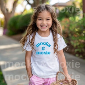 Easter Bella Canvas 3001T White T-Shirt Mockup | Kids T-Shirt Mockup Girl TShirt | Mockup Kids Outdoor Mockup Toddler Girl Summer Mockup
