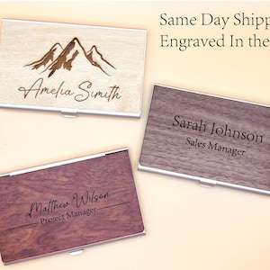 Tarjetero personalizado, tarjetero de madera personalizado, billetera de madera para tarjetas, caja de regalo corporativa o de San Valentín grabada para mujeres y hombres