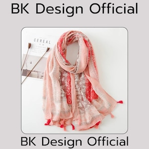 Valentine’s Day Special Floral Fringe Shawl – Women’s Viscose Scarf, Elegant and Stylish Gift